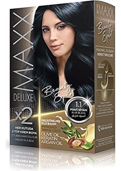 Maxx Deluxe Beauty Expert 1.1 Mavi Siyah Set Boya 1 Paket(1 X 24 Adet)