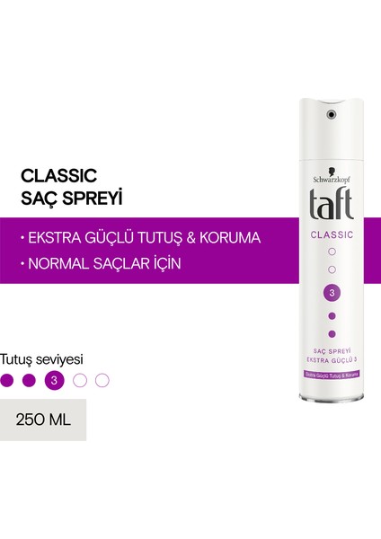 Classic Ekstra Güçlü Sprey 250 Ml 1 Adet Saç Spreyi