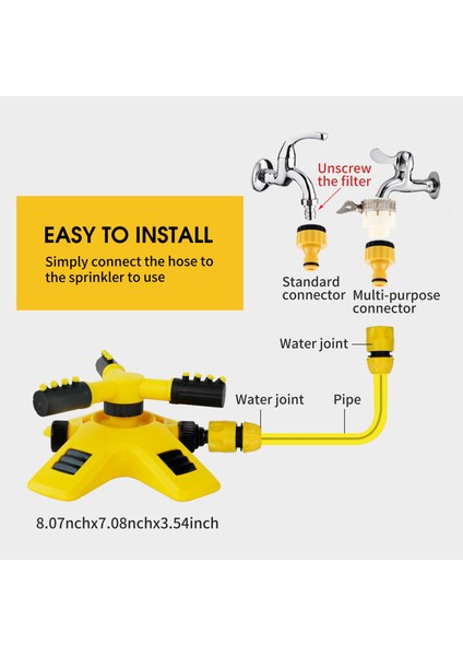 360° Dönebilen Bahçe Fıskiyesi Ayarlanabilir 2 Püskürtme (Yurt Dışından)
