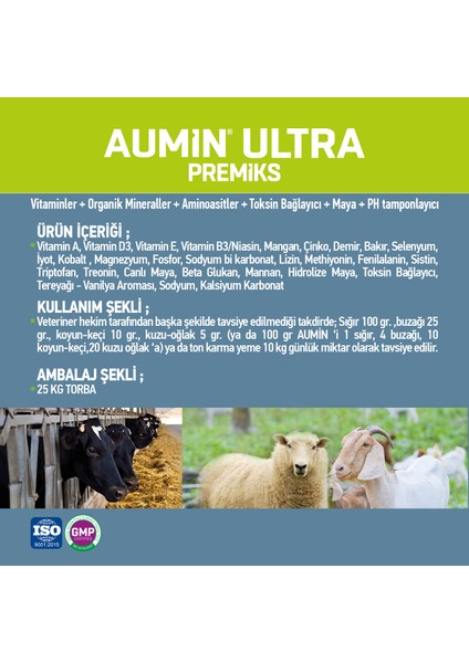 Aumın Ultra 25 Kg - Vitaminler+Organik Mineraller+Aminoasitler+Toksin Bağlayıcı+Maya+Ph Tamponlayıcı fırsatları
