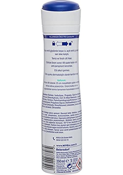 Nıvea Kadın Sprey Deodorant Black&White Invisible Fresh, 48 Saat Anti-Perspirant Koruma,150ml fiyatları