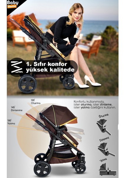 Yeni Doğan Set 9 In 1 Baby Home 985 Tavel Sistem Bebek Arabası ve 600 Park Yatak Oyun Parkı Beşik fırsatları