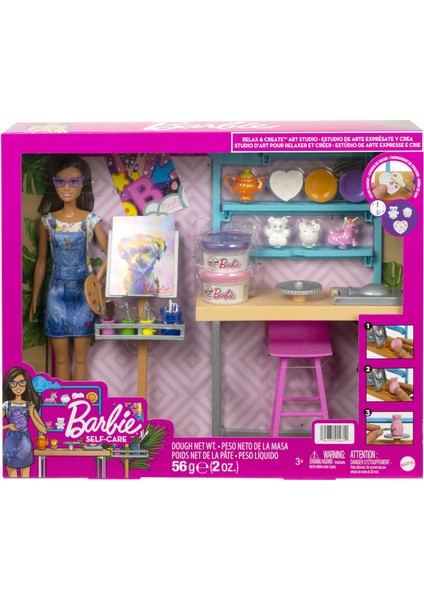 Barbie'Nin Sanat Atölyesi; Barbie Bebek (29 Cm); Çömlek Yapımı Ve Resim Sanatı İçin 25'Ten Fazla Aksesuar; Oyun Hamuru; Vazo Kalıbı; Tuvaller Ve Daha Fazlası; 3-7 Yaş Arası Hcm85