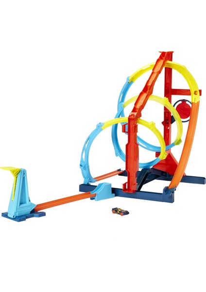 Track Builder Spiral Dönüşlü Pist Oyun Seti, Yaratıcı Spiral Pist Yarışları, Hedefi Vurmanın 2 Yolu, 1 Adet Hot Wheels Araç Dahil, 6 Yaş ve Üzeri HDX79