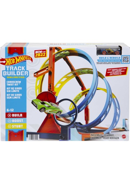 Track Builder Spiral Dönüşlü Pist Oyun Seti, Yaratıcı Spiral Pist Yarışları, Hedefi Vurmanın 2 Yolu, 1 Adet Hot Wheels Araç Dahil, 6 Yaş ve Üzeri HDX79