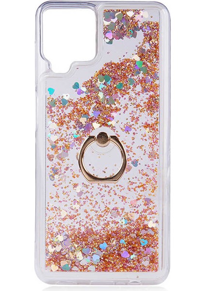 Casestreet Samsung Galaxy M22 Kılıf Milce Sulu Yüzüklü Silikon Arka Kapak Gold