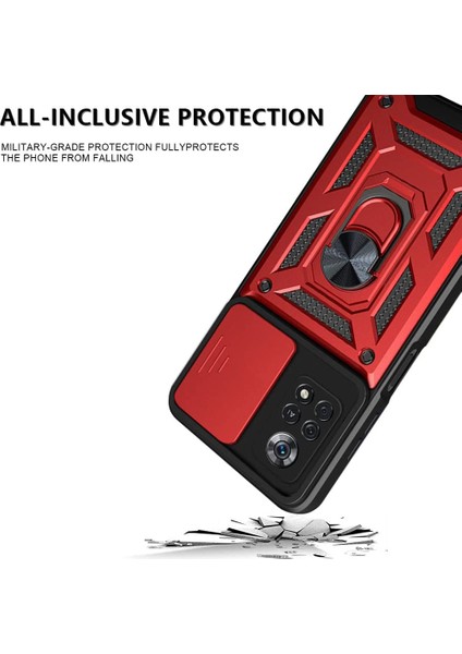 Casestreet Xiaomi Poco X4 Pro 5g Kılıf Sert Silikon Tank Aramid Sürgülü Vega Yüzüklü Kırmızı fiyatları