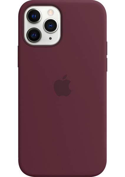 Apple iPhone 11 Pro Silikon Kılıf Logolu Lansman Kılıf -Bordo