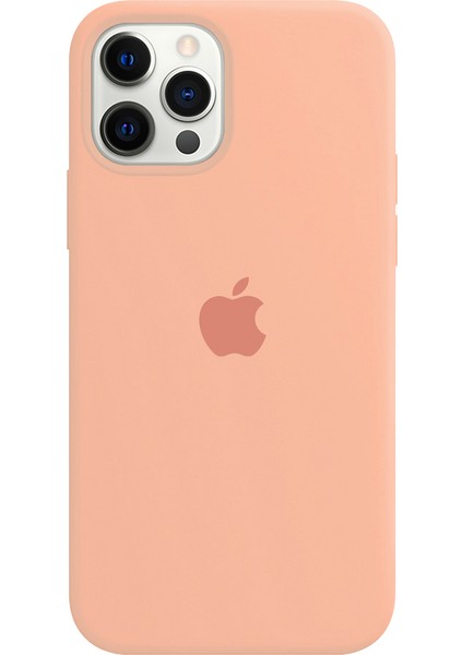 Apple iPhone 12 Pro Silikon Kılıf Logolu Lansman Kılıf -Toz Pembe