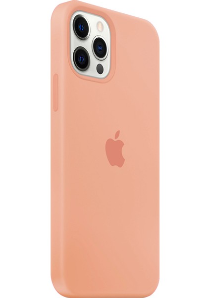 Apple iPhone 12 Pro Silikon Kılıf Logolu Lansman Kılıf -Toz Pembe