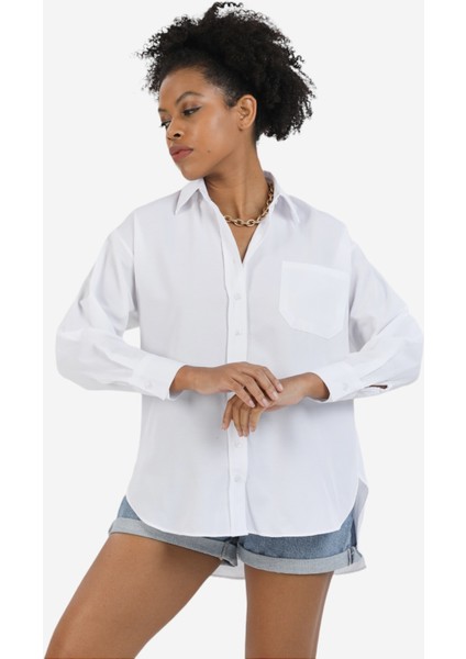 Kırık Beyaz Boyfriend Gömlek modelleri