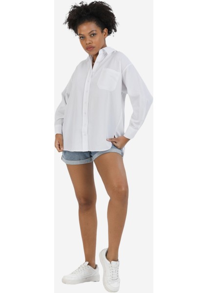 Kırık Beyaz Boyfriend Gömlek fırsatları