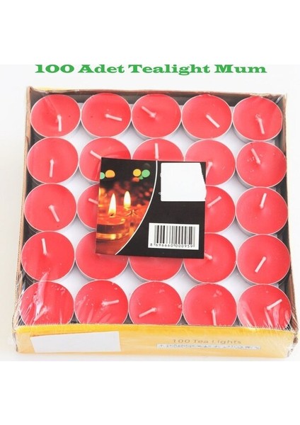 Tealight Mum Kırmızı 100 Adet