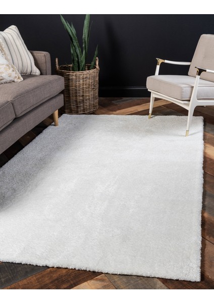 Solid Shaggy Makine Halısı 4371M Beyaz 180 cm x 275 cm Dikdörtgen