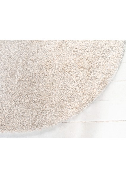 Angora Home  Solid Shaggy Makine Halısı 4371C Fildişi 100 cm x 100 cm Yuvarlak