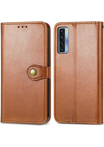 Tcl 20'ler Için Renkli Deri Toka Telefon Kasası Kahverengi (Yurt Dışından)