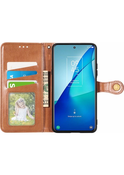 Tcl 20'ler Için Renkli Deri Toka Telefon Kasası Kahverengi (Yurt Dışından) fiyatları