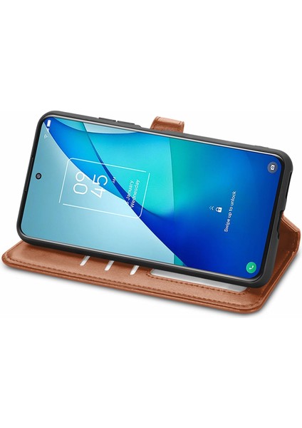 Tcl 20'ler Için Renkli Deri Toka Telefon Kasası Kahverengi (Yurt Dışından) modelleri