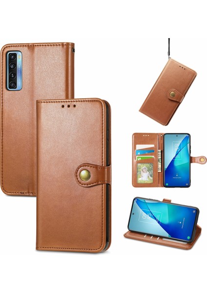 Tcl 20'ler Için Renkli Deri Toka Telefon Kasası Kahverengi (Yurt Dışından) fırsatları
