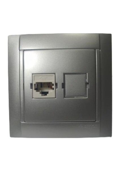 2RJ11 Telefon Prizi Metalik Gümüş Sımon