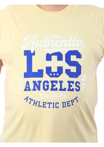 Erkek Büyük Beden Atlet Bis Yaka Los Angeles Sarı 22136-4-STD fiyatları