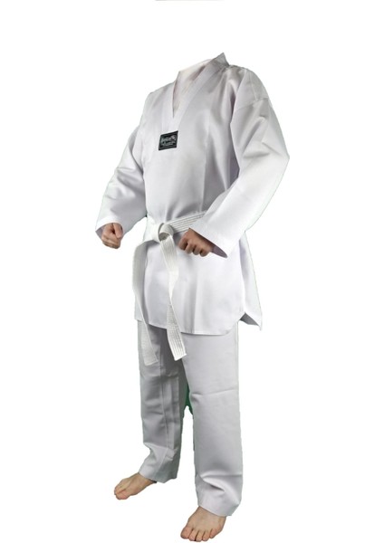 10012 Fitilli Kumaş Beyaz Yaka Taekwondo Elbisesi fiyatları
