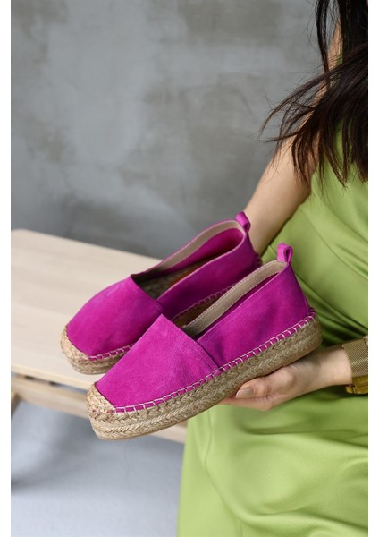 Best Pembe Süet Kadın Espadril Ayakkabı