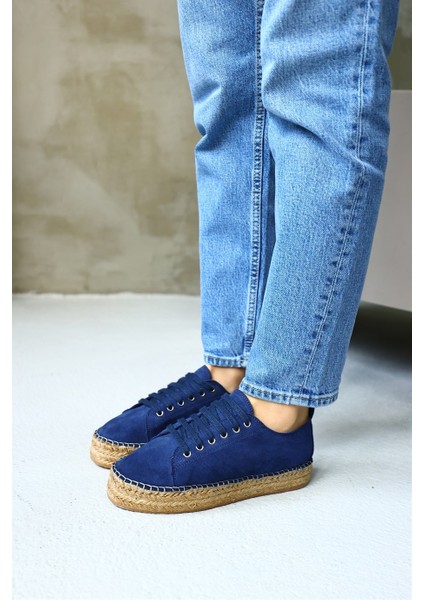 Daria Kot Mavi Süet Bağcıklı Kadın Espadril Ayakkabı modelleri