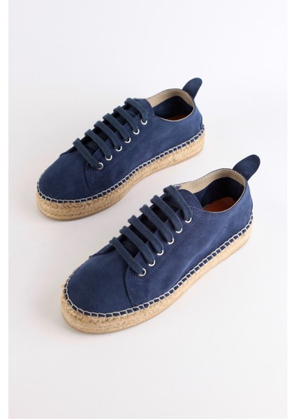 Daria Kot Mavi Süet Bağcıklı Kadın Espadril Ayakkabı indirimleri
