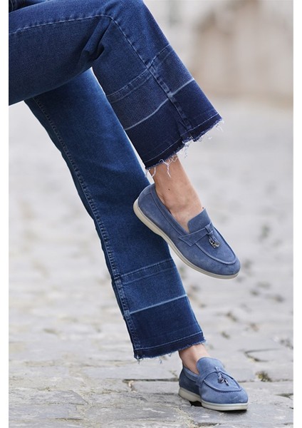Lou Kot Mavi Süet Kadın Casual Ayakkabı