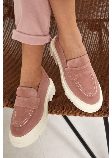 Matilda Pudra Süet Deri Kadın Loafer