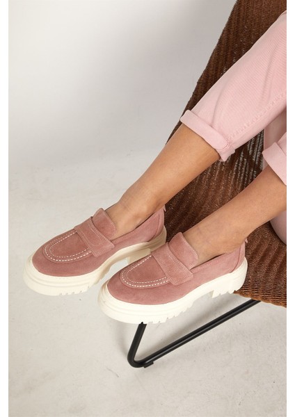 Matilda Pudra Süet Deri Kadın Loafer