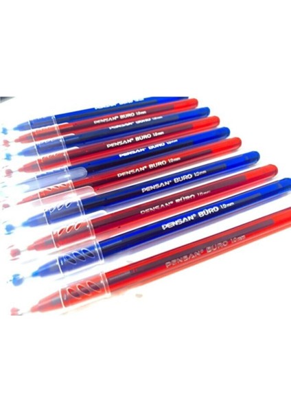 Büro 1.0 mm Tükenmez Kalem 5 Kırmızı Kalem, 5 Mavi Kalem