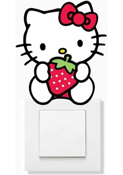 Piksel Grafik Hello Kitty - Çilekli Priz Sticker