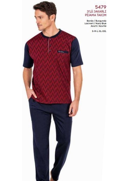 Erkek Çeyizlik 3'lü Pijama Takımı 5479 - Bordo