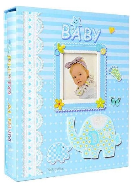 Kutulu Erkek Bebek Fotoğraf Albümü 100'LÜK 15X21