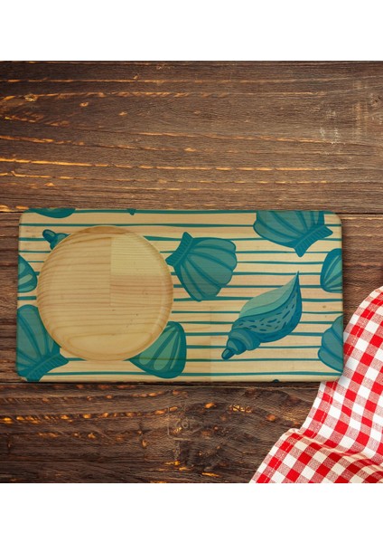 Kişiye Özel Deniz Kabukları Tasarımlı Doğal Ahşap Tabaklı Viski Bardağı Sunum Seti Model 2 indirimleri