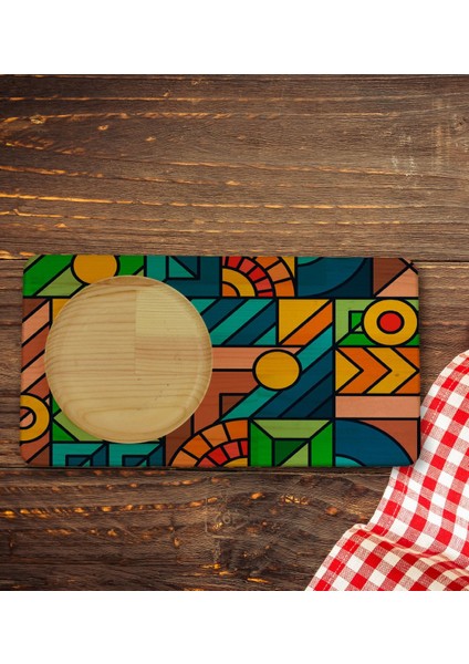 Kişiye Özel Modern Art Tasarımlı Doğal Ahşap Tabaklı Seramik Fincan Sunum Seti Model 15 indirimleri