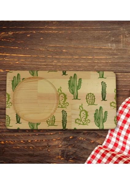 Kişiye Özel Kaktüs Tasarımlı Doğal Ahşap Tabaklı Viski Bardağı Sunum Seti Model 2 indirimleri