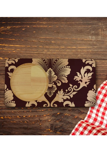 Kişiye Özel Retro Motif Tasarımlı Doğal Ahşap Tabaklı Viski Bardağı Sunum Seti Model 7