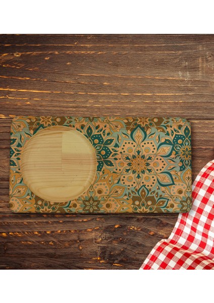 Kişiye Özel Retro Motif Tasarımlı Doğal Ahşap Tabaklı Viski Bardağı Sunum Seti Model 11