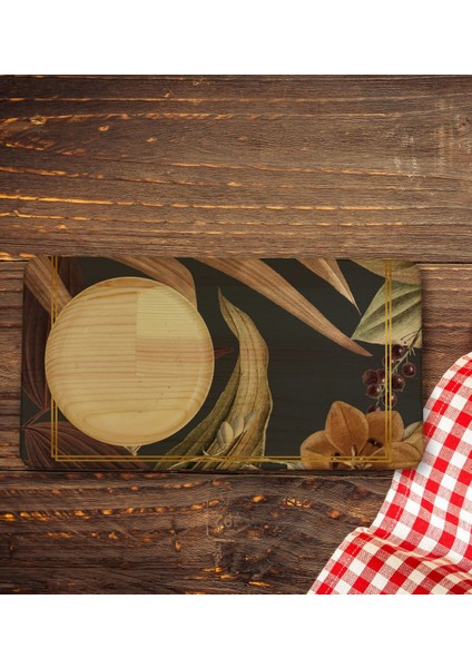 Kişiye Özel Çiçekler Tasarımlı Doğal Ahşap Tabaklı Viski Bardağı Sunum Seti Model 4 indirimleri