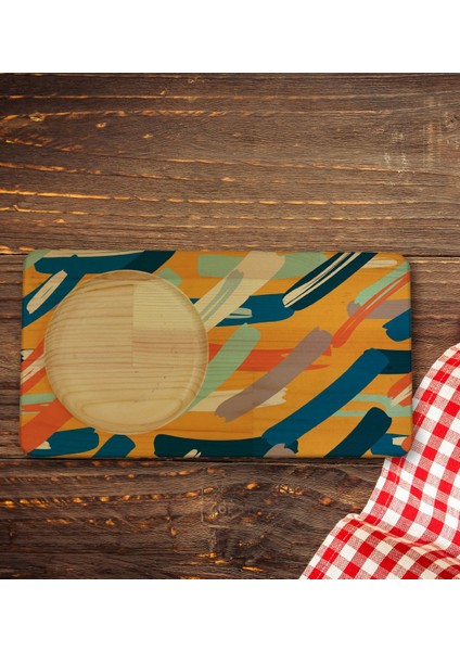 Kişiye Özel Modern Art Tasarımlı Doğal Ahşap Tabaklı Seramik Fincan Sunum Seti Model 7 indirimleri