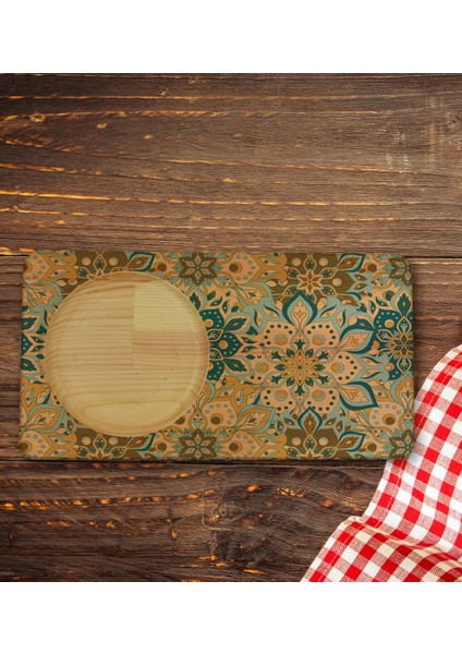 Kişiye Özel Retro Motif Tasarımlı Doğal Ahşap Tabaklı Seramik Fincan Sunum Seti Model 11 indirimleri
