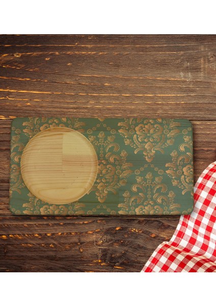 Kişiye Özel Retro Motif Tasarımlı Doğal Ahşap Tabaklı Seramik Fincan Sunum Seti Model 5 indirimleri