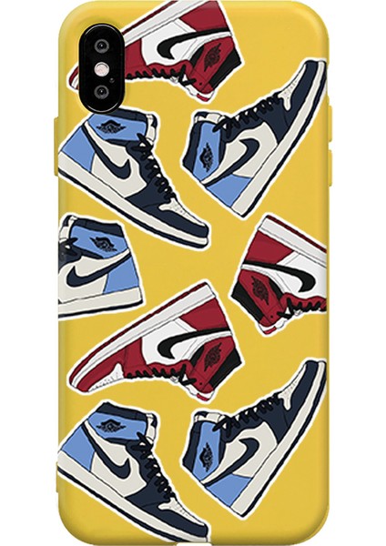 Escover Aksesuar Apple iPhone Xs Max Nike Jordan Ayakkabı Sarı Renkli Lansman Kılıf