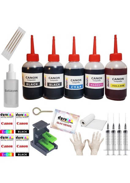 Canon MP272 MP280 MP282 (Pg 510 cl 511) Kartuş Dolum Seti 5 Li Set 5X100ML Mürekkep