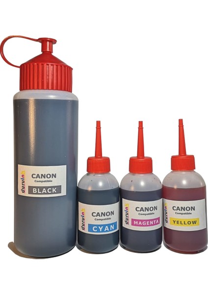 Canon E404 E414 Yazıcı Uyumlu Kartuş Dolum Seti  500ML SİYAH+3X100ML Renkli Mürekkep