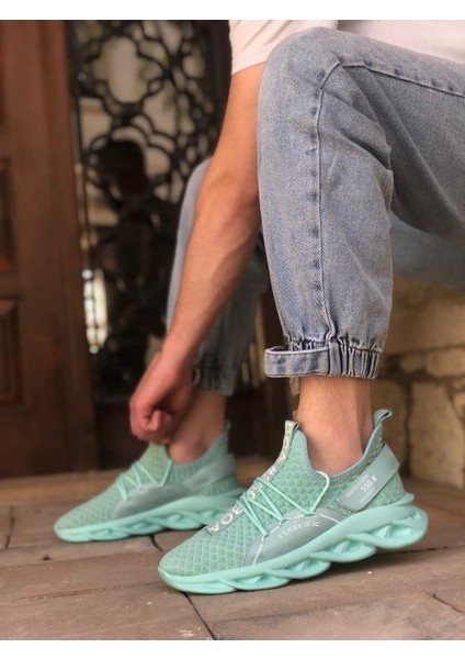 XON1350 Yüksek Taban Tarz Sneakers Cırt Detaylı Mint Yeşili Erkek Spor Ayakkabısı fiyatları
