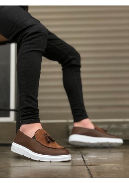 005 Bağcıksız Yüksek Taban Taba Klasik Süet Detaylı Püsküllü Corcik Erkek Ayakkabı